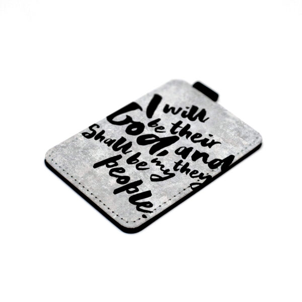 I Will Be Their God covenant Bible verse minimalist card holder wallet – angled view